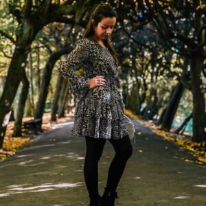 Sukienka falbanki panterka