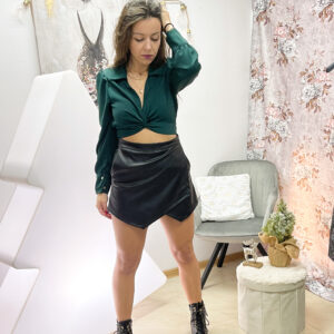 Koszula krótka wiązana butelkowa zieleń