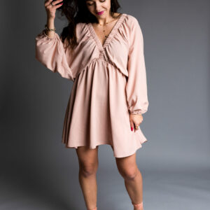 Sukienka krótka zwiewna brzoskwinia