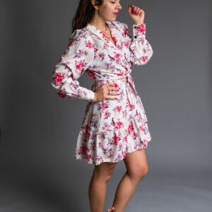 Sukienka krótka falbanka kwiatki