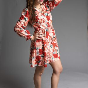 Sukienka mini kwiaty guziczki