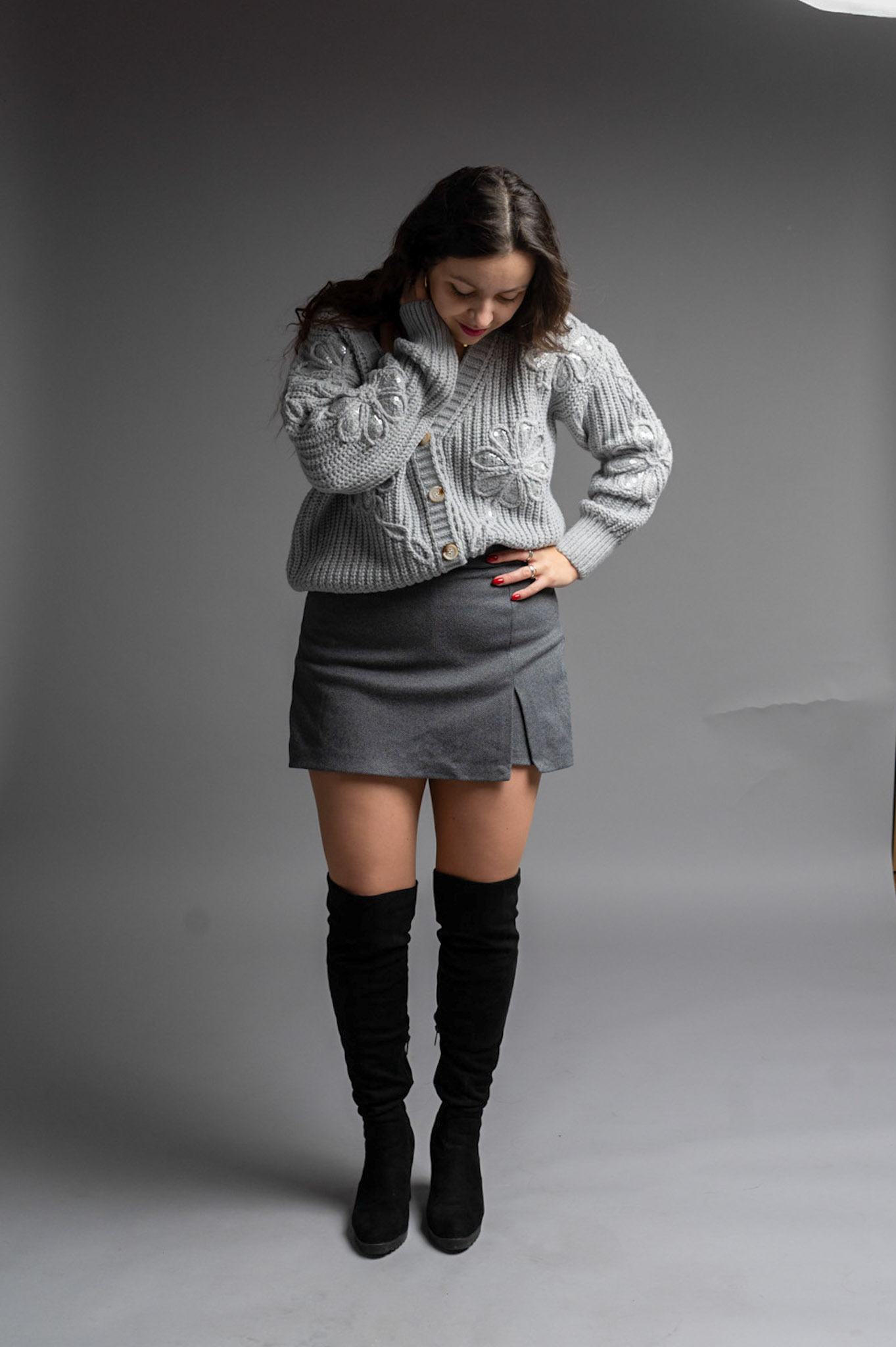 spodenko-spódniczka szary melanż - obrazek 7