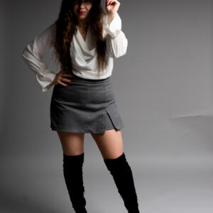 spodenko-spódniczka szary melanż - M