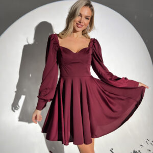 Sukienka CELEBRATE rozkloszowana bordowa