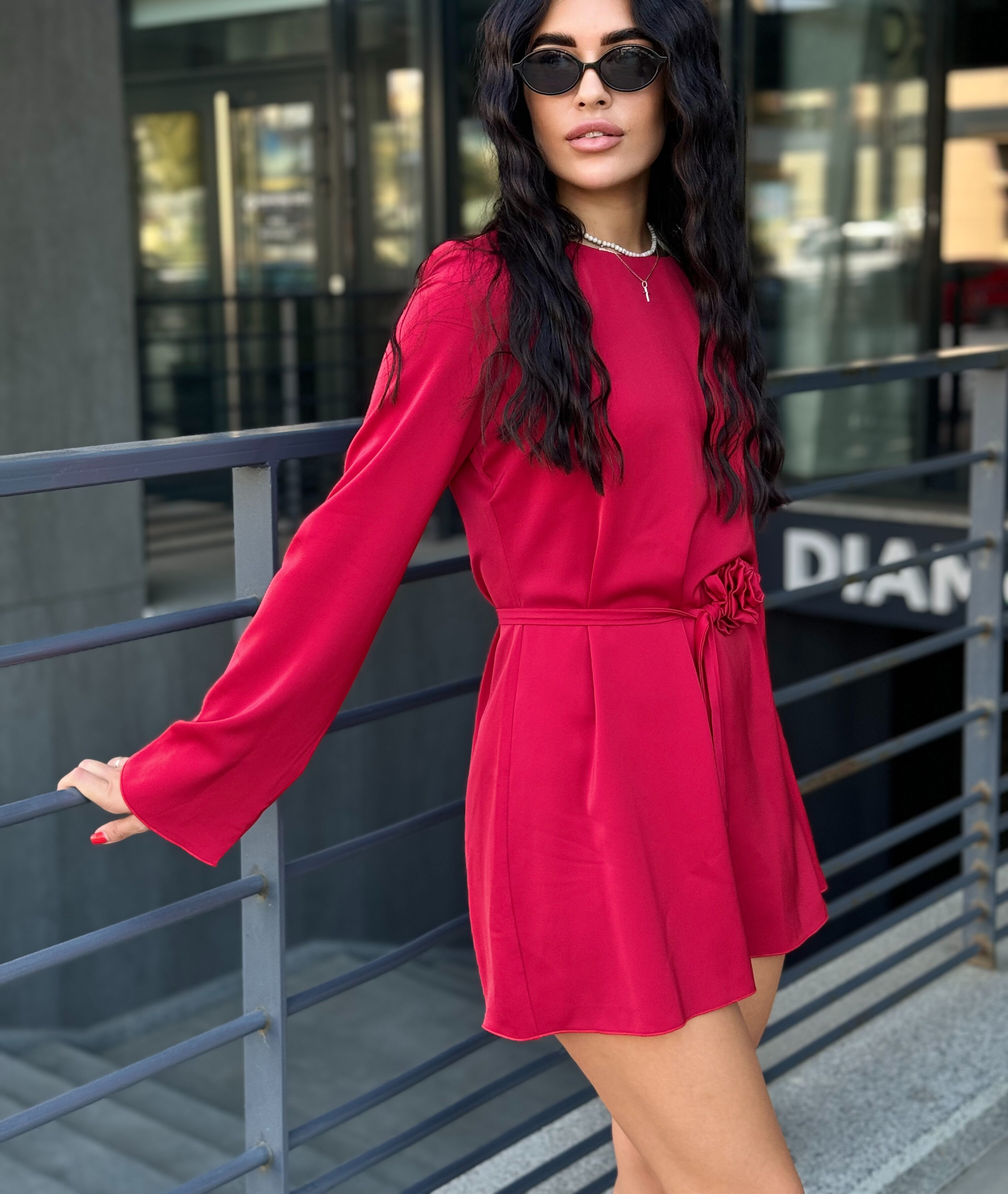 Jedwabna sukienka PREMIUM ROSE czerwona