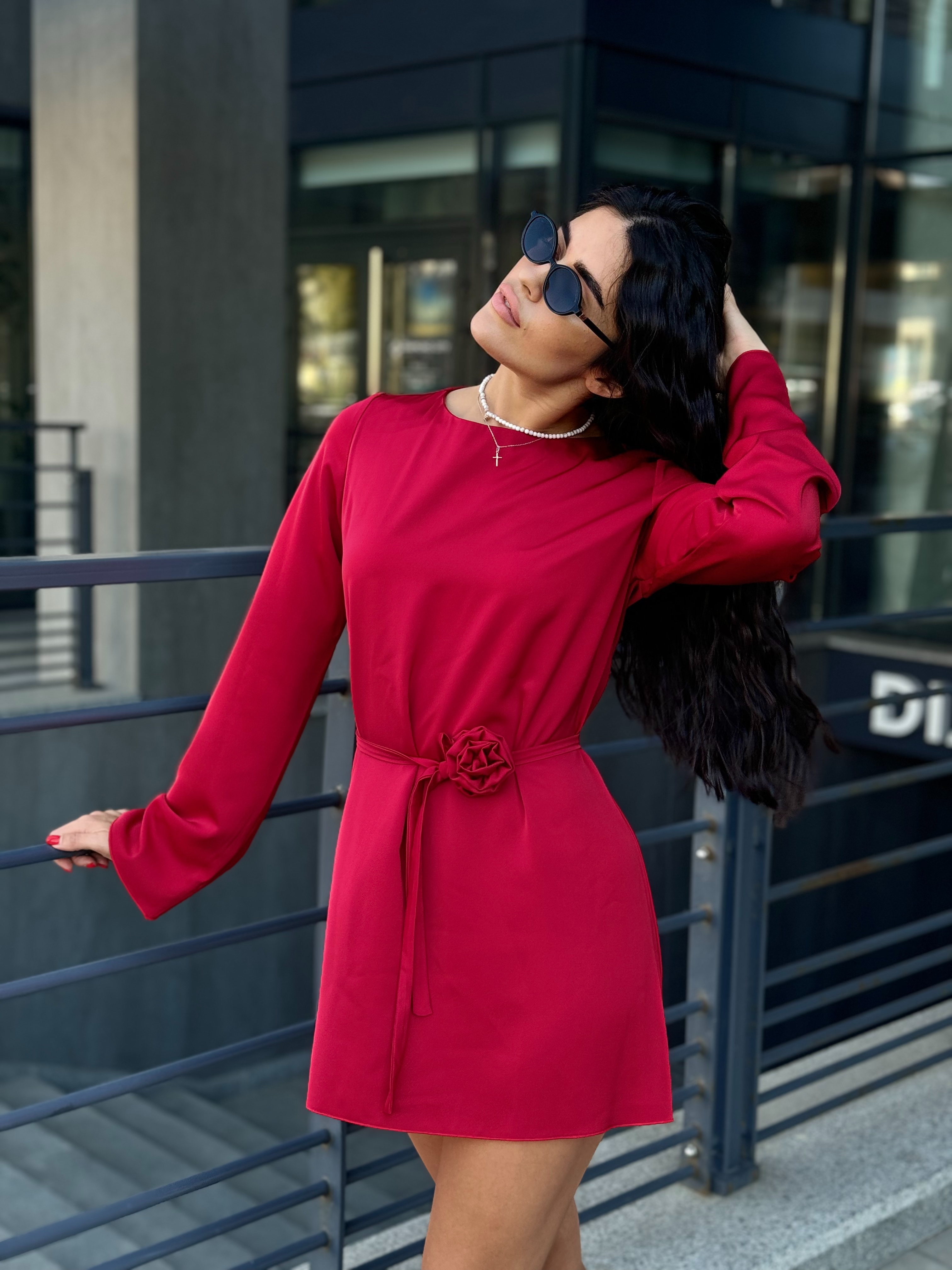 Jedwabna sukienka PREMIUM ROSE czerwona - obrazek 4