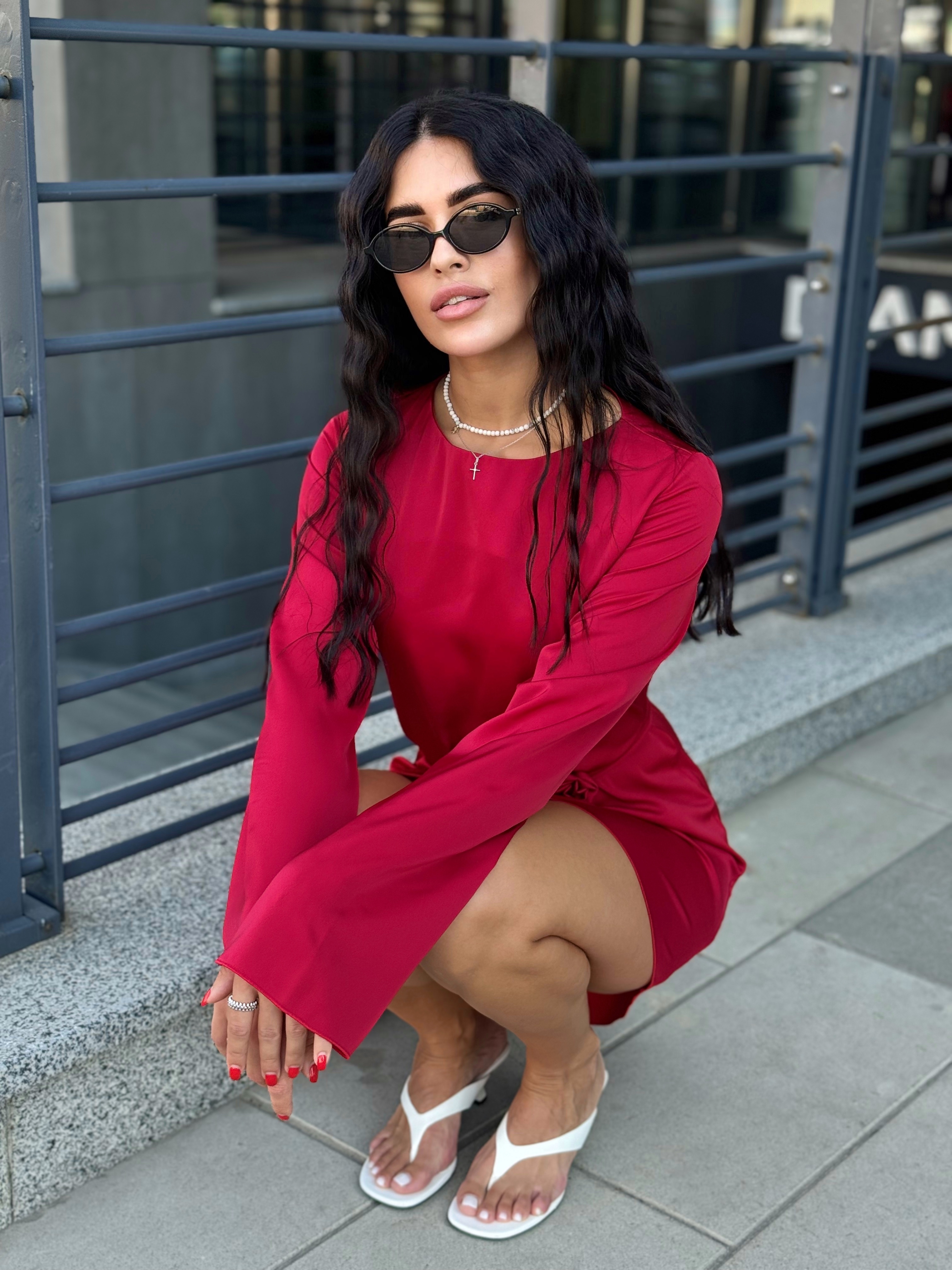 Jedwabna sukienka PREMIUM ROSE czerwona - obrazek 6