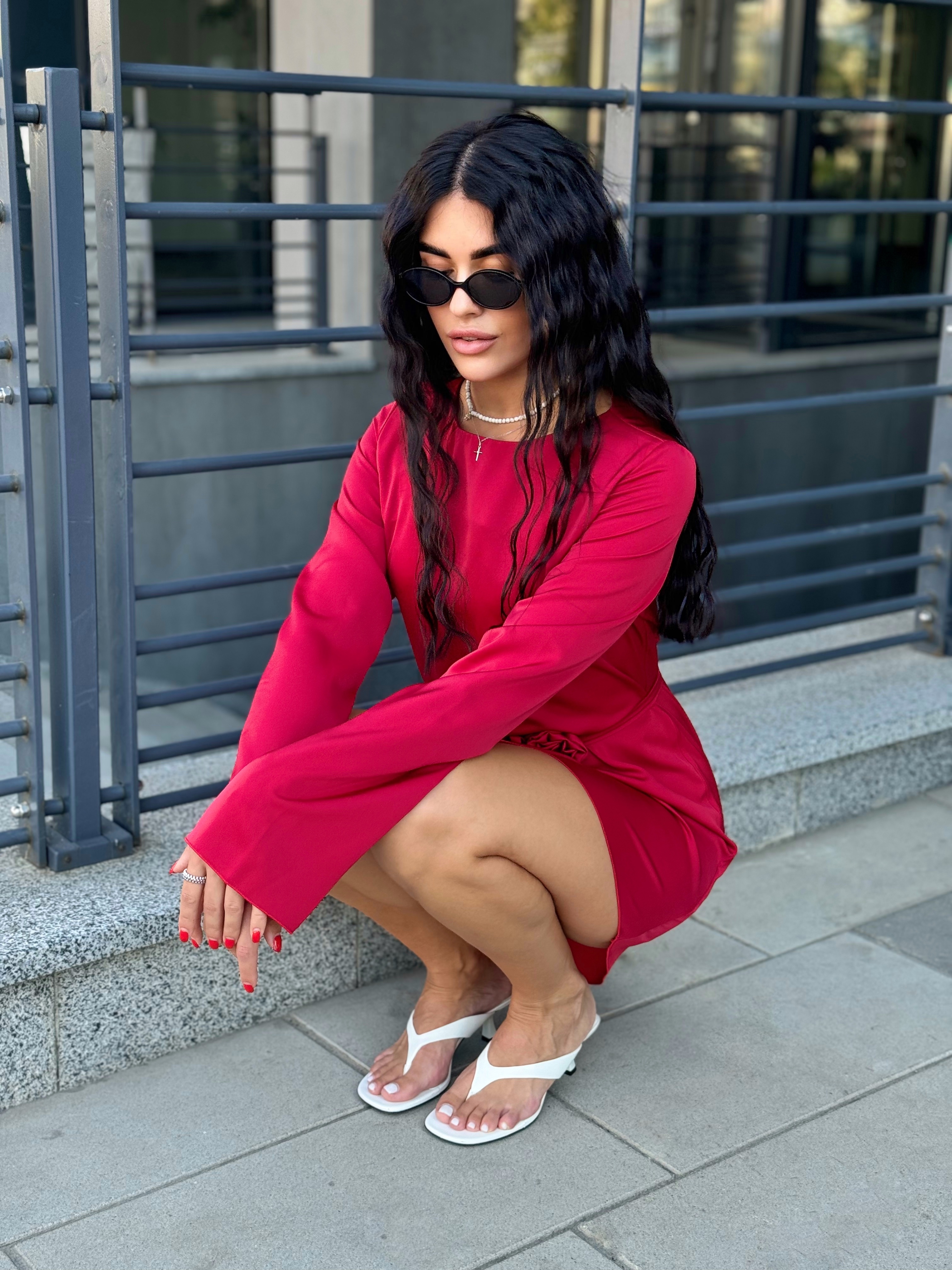 Jedwabna sukienka PREMIUM ROSE czerwona - obrazek 7