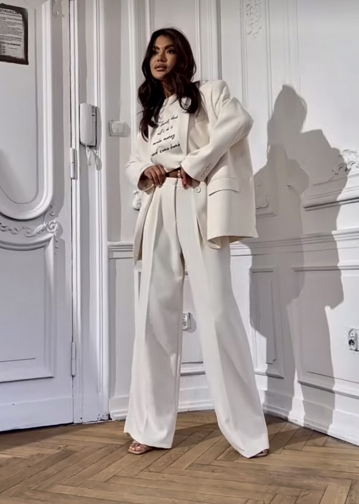 Spodnie eleganckie szwedy wanilia