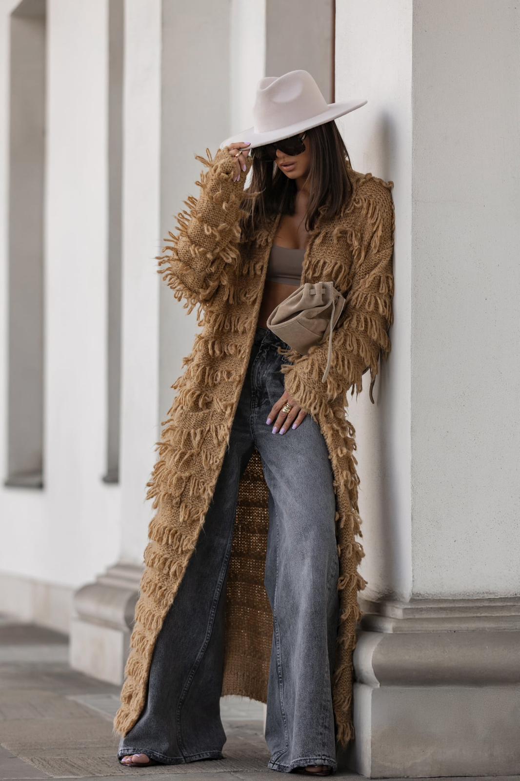 Sweter BOHEMIAN maxi złoty beż - GOLDEN HOUR - obrazek 2