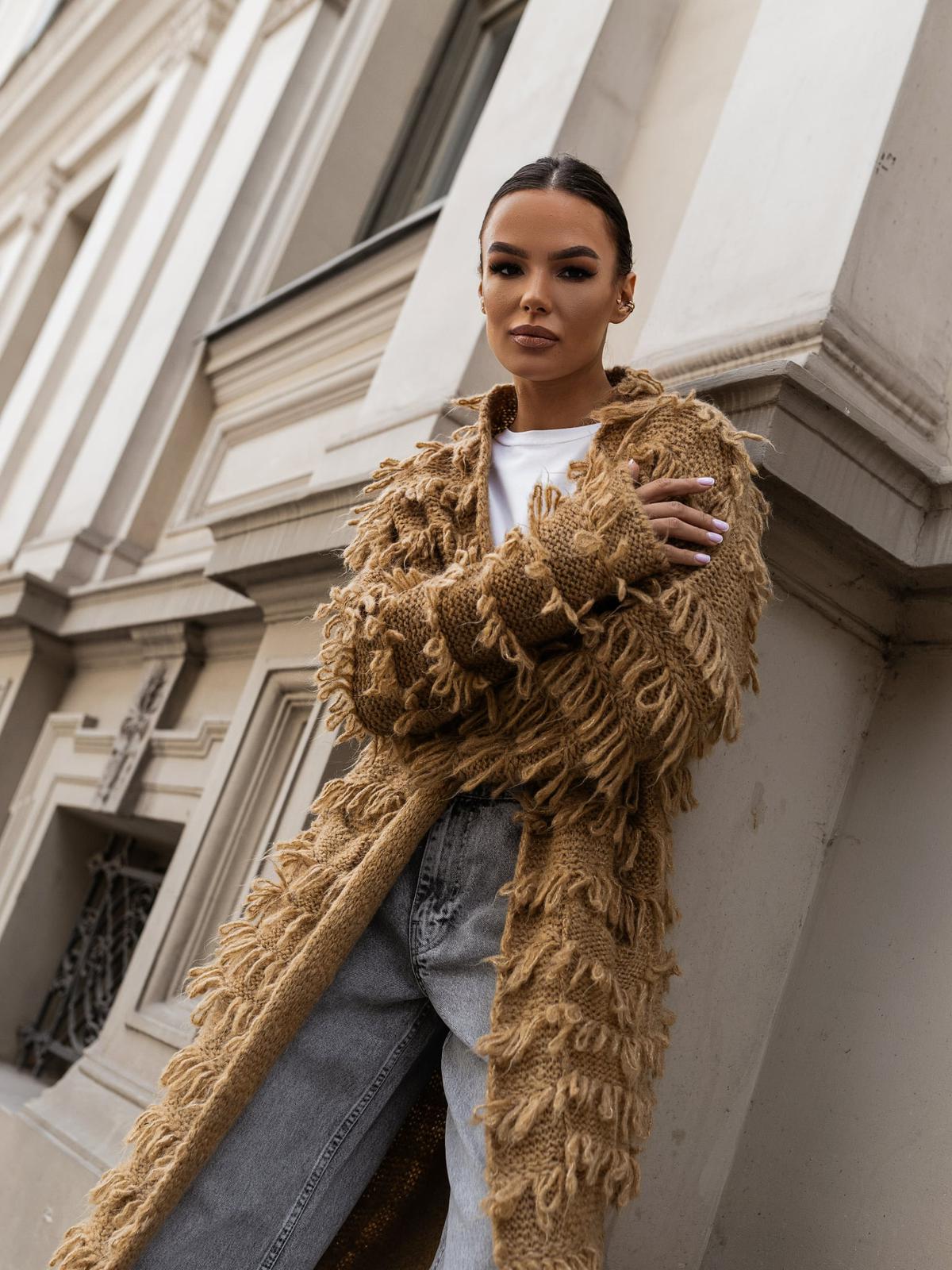 Sweter BOHEMIAN maxi złoty beż - GOLDEN HOUR - obrazek 4