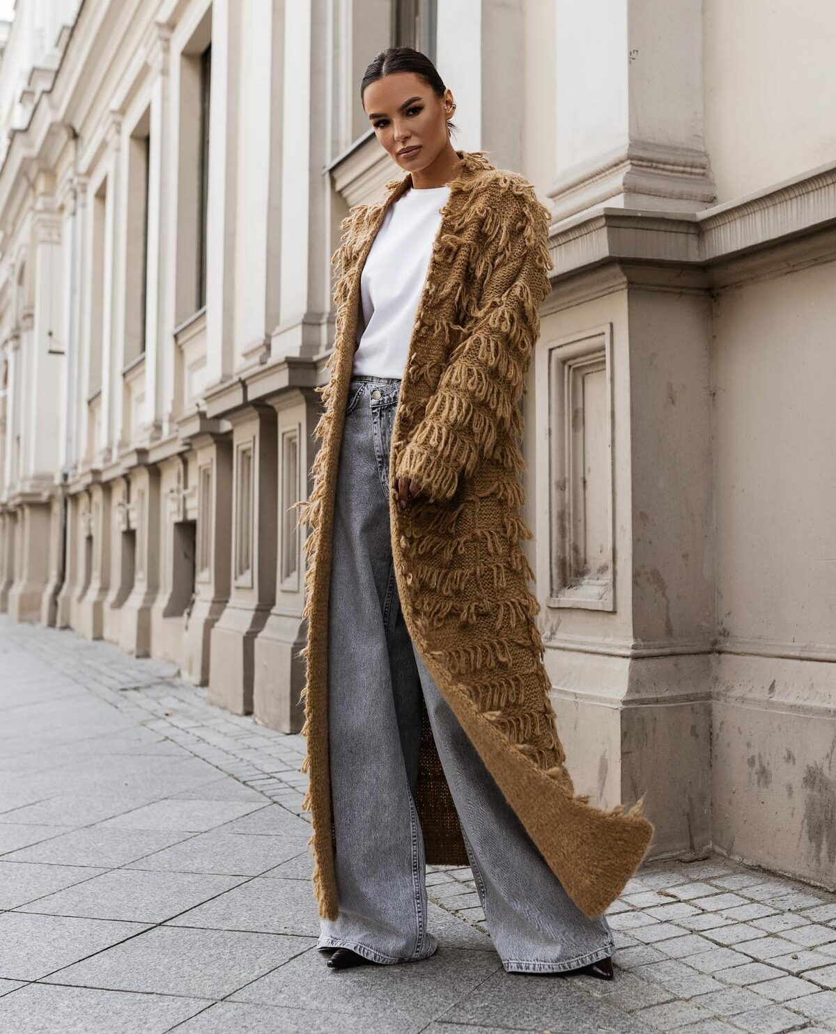 Sweter BOHEMIAN maxi złoty beż - GOLDEN HOUR