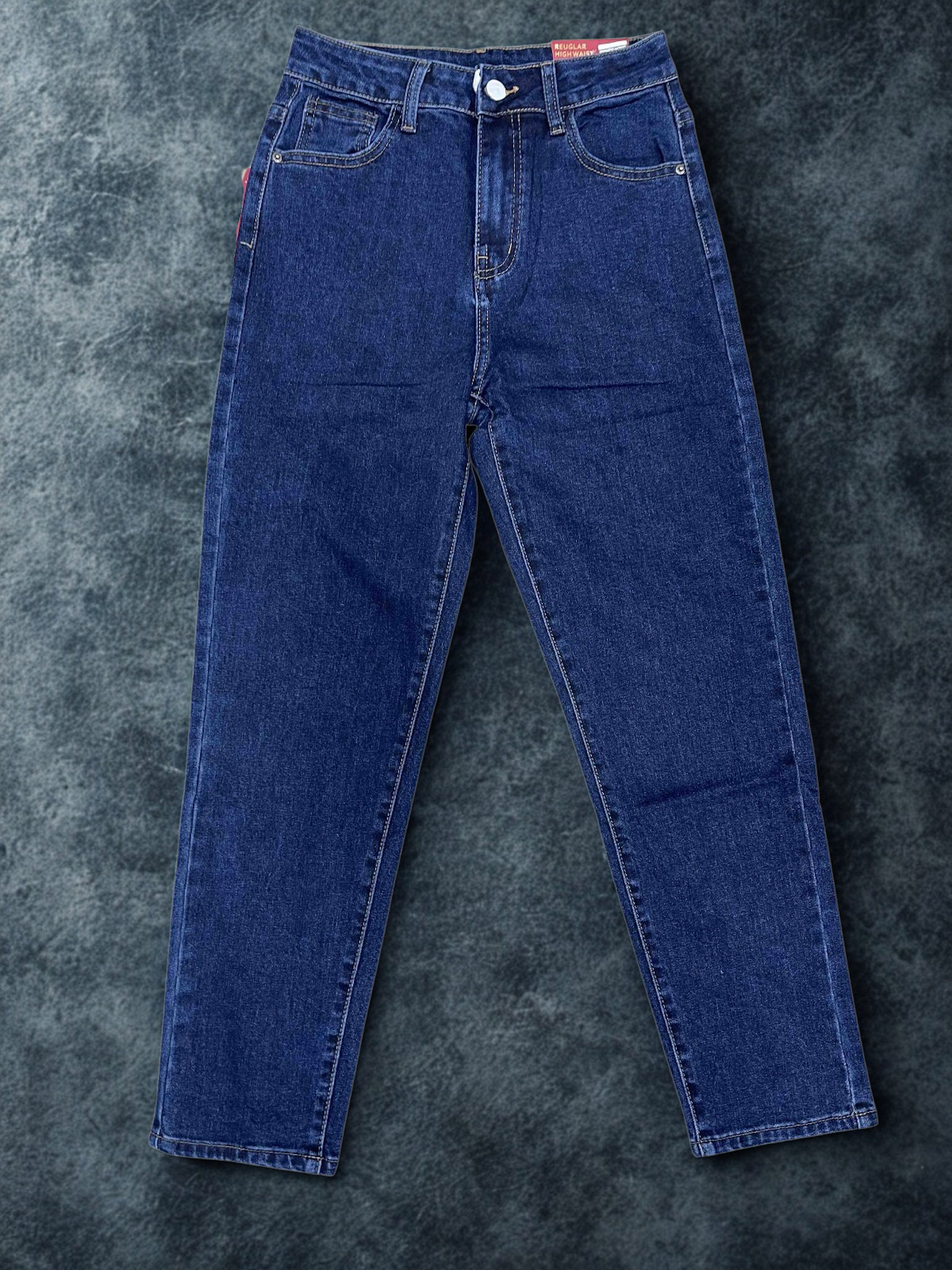 Klasyczne Jeansy DENIM CLASSIC - MOM FIT granatowe - obrazek 3