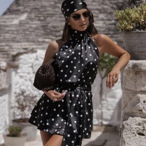 Kombinezon BLACK DOTS MUSE czarny w kropeczki