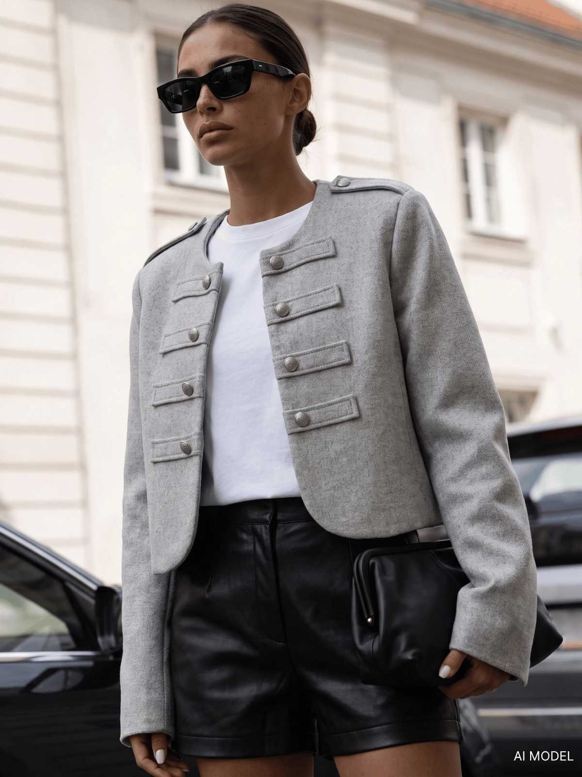 Krótka marynarka - kurtka wełniana HERITAGE GREY - obrazek 7