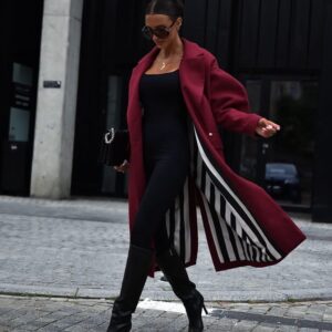 Długi Płaszcz oversize THE ICON COAT burgund